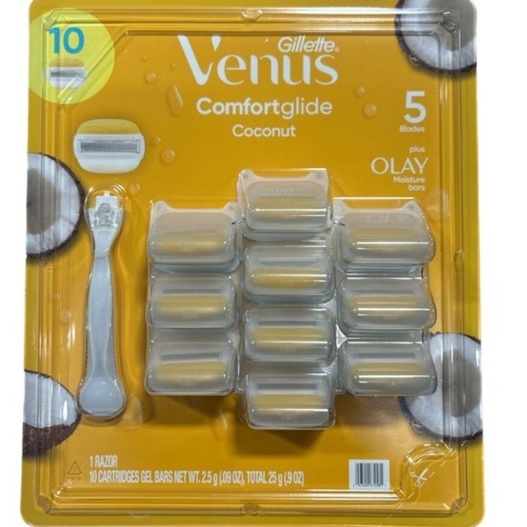 Gillette ComfortGlide plus Olay Coconut Women's Razor Handle & 10 Blade Refills - Picture 1 of 2